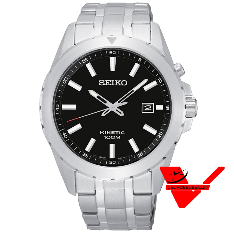 Seiko Kinetic Stainless Steel Black Dial