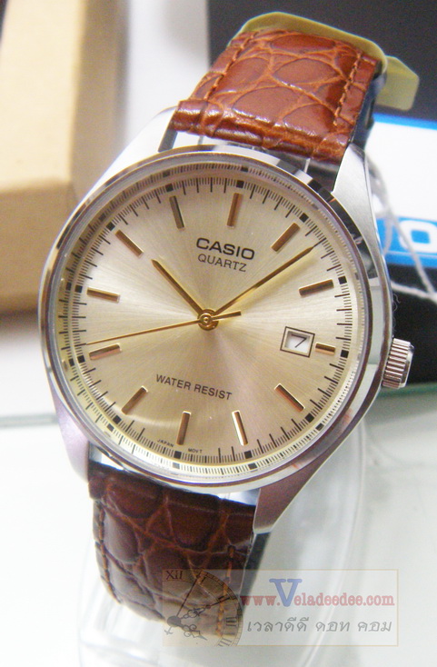 CASIO Standard นาฬิกาข้อมือผู้ชาย สีขาว/ทอง สายหนัง รุ่น MTP-1175E-9ADF 