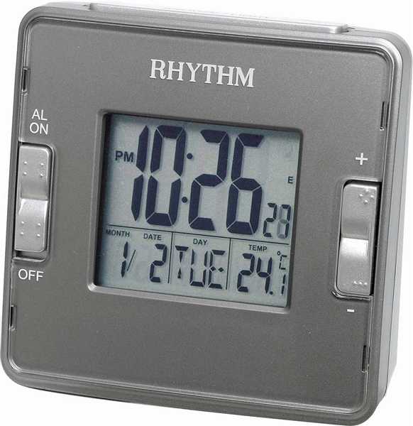 นาฬิกาดิจิตอล RHYTHM รุ่น LCT058-NR08 ตัวเลขใหญ่มาก มีระบบปลุก ซ้ำ ทุกๆ 5 นาที snooze   *