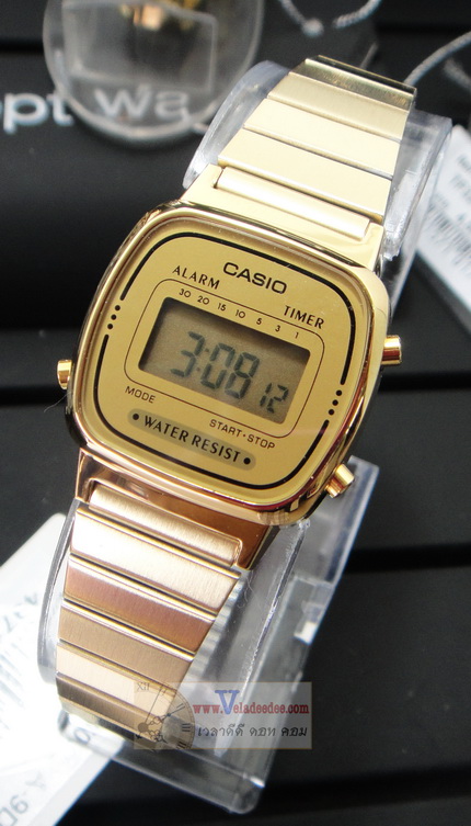 Casio (คาสิโอ)นาฬิกาข้อมือผู้หญิง สายสแตนเลส สีทอง LA670WGA-9DF