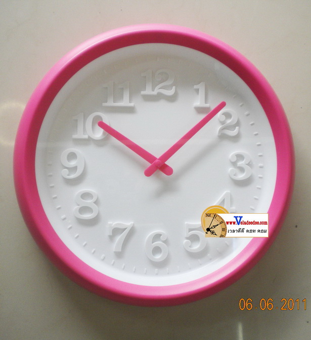นาฬิกาแขวนตัวเลขใหญ่ MEIDI - CLOCK หน้ากระจก สีชมพู 