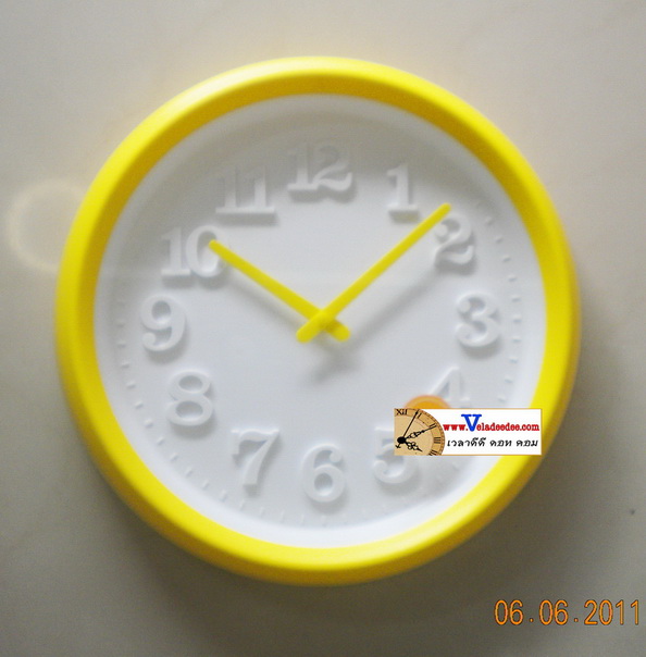 นาฬิกาแขวนตัวเลขใหญ่ MEIDI - CLOCK หน้ากระจก สีเหลือง 