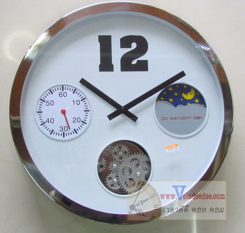 นาฬิกาแขวนตัวเลขใหญ่ GEAR CLOCK (สีเงิน) โชว์ฟันเฟืองด้านใน 