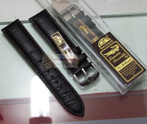 สายนาฬิกา สายหนังจระเข้แท้ หนังส่วนท้องลายใหญ่ Genuine Crocodile Italy  ยี่ห้อ BERNERD รุ่น Cro-005 