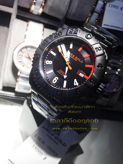 นาฬิกา aries gold SWISS (Sapphire) รุ่น G700BK-ORANGE  (พิเศษลด 50%)