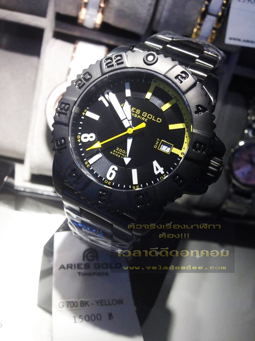 นาฬิกา aries gold SWISS (Sapphire) รุ่น G700BK-YELLOW  (พิเศษลด 50%)