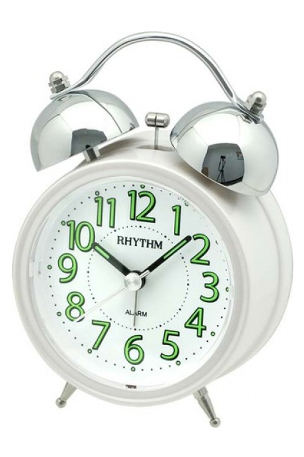 Rhythm japan นาฬิกาปลุก Table Clocks รุ่น CRA843NR03 - (PEARL WHITE)