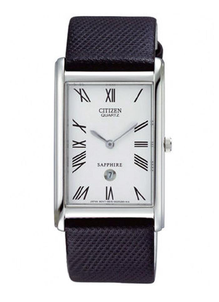 Citizen Sapphire glass นาฬิกาข้อมือสุภาพบุรุษ สายหนัง รุ่น BG5057-07B - สีขาว