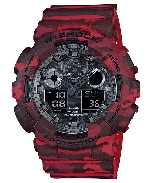 Casio G-Shock นาฬิกาข้อมือผู้ชาย สายเรซิ่น รุ่น GA-100CM-4ADR - สีแดง