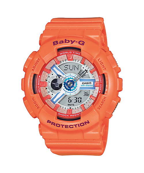 Casio Baby-G นาฬิกาข้อมือผู้หญิง สายเรซิ่น รุ่น BA-110SN-4ADR - สีส้ม