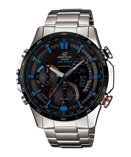 Casio Edifice นาฬิกาข้อมือผู้ชาย สายสแตนเลส รุ่น ERA-300DB-1A2VDR - สีเงิน/หน้าดำ-น้ำเงิน