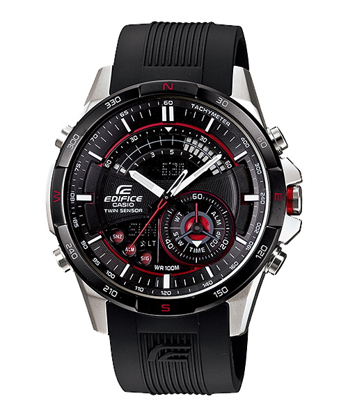 Casio Edifice นาฬิกาข้อมือผู้ชาย เรือนสแตนเลส สายเรซิน (ประกัน CMG ศูนย์เซ็นทรัล1ปี)รุ่น ERA-200B-1AVDR - สีดำ