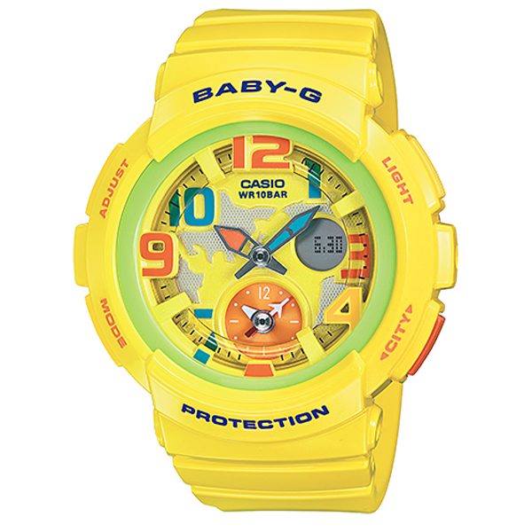Casio Baby-G นาฬิกาข้อมือสุภาพสตรี สายเรซิ่น รุ่น BGA-190-9BDR - สีเหลือง