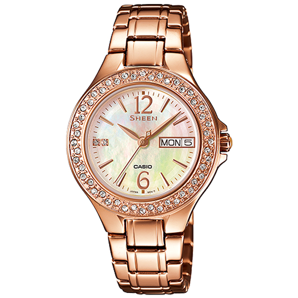 Casio Sheen นาฬิกาข้อมือผู้หญิง สายสแตนเลส รุ่น SHN-4800PG-9A - สีทองชมพู