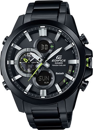 CASIO EDIFICE Bluetooth นาฬิกาข้อมือผู้ชาย - สีดำ สายสแตนเลส รุ่น ECB-500DC-1ADR