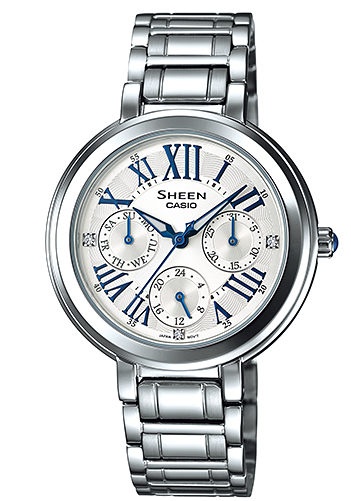 Casio Sheenนาฬิกาข้อมือผู้หญิง สายสแตนเลส รุ่น SHE-3034D-7A -สีเงิน