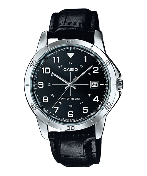 Casio นาฬิกาข้อมือชาย สายหนัง รุ่น MTP-V008L-1B - Silver
