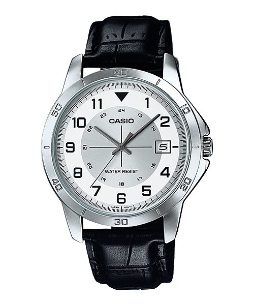 Casio นาฬิกาข้อมือชาย สายหนัง รุ่น MTP-V008L-7B1 - Silver