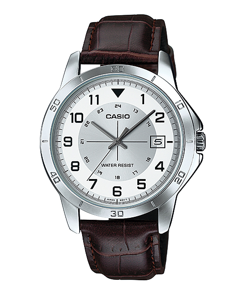 Casio นาฬิกาข้อมือชาย สายหนัง รุ่น MTP-V008L-7B2 - Silver