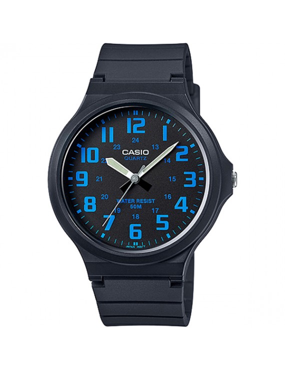 CASIO นาฬิกา ข้อมือ สายยางสีดำ เรือนใหญ๋ ตัวเลขชัด กันน้ำ 50 เมตร รุ่น MW-240-2BVDF 