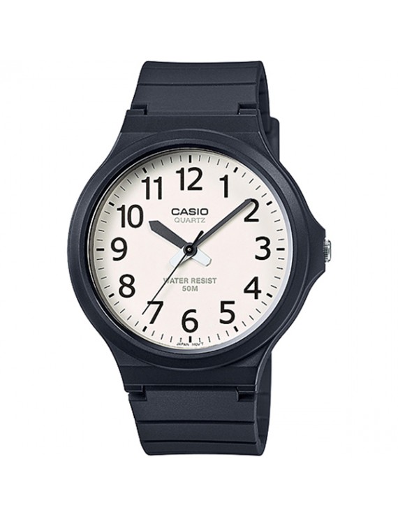 CASIO นาฬิกา ข้อมือ สายยางสีดำ เรือนใหญ๋ ตัวเลขชัด กันน้ำ 50 เมตร รุ่น MW-240-7BVDF 