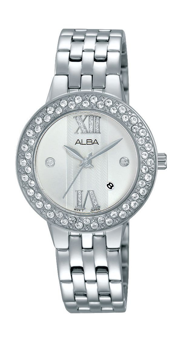 ALBA Crystal Swarovski นาฬิกาข้อมือผู้หญิง สายสแตนเลสสตีล รุ่น AH7H41X1 