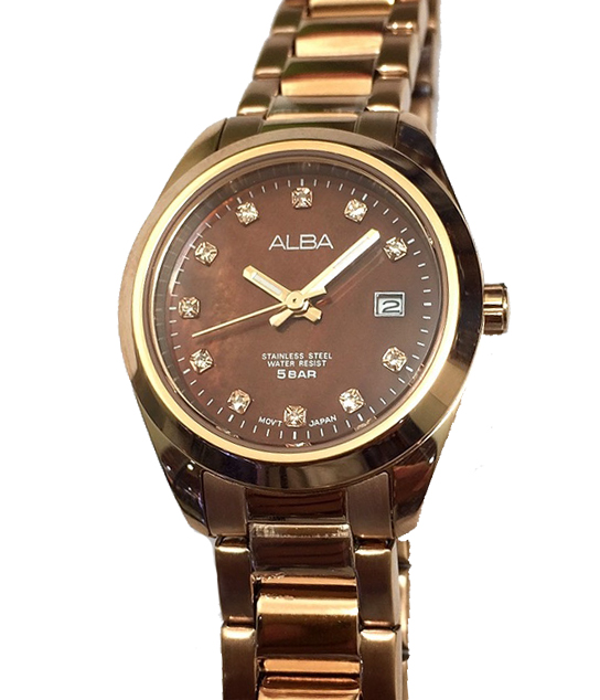 ALBA Crystal Swarovski นาฬิกาข้อมือหญิง รุ่น AH7H96X1 (PinkGold)