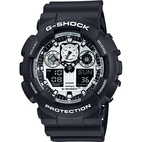 CASIO G-SHOCK นาฬิกาข้อมือผู้ชาย สายเรซิ่น รุ่น Limited Edition GA-100BW-1A