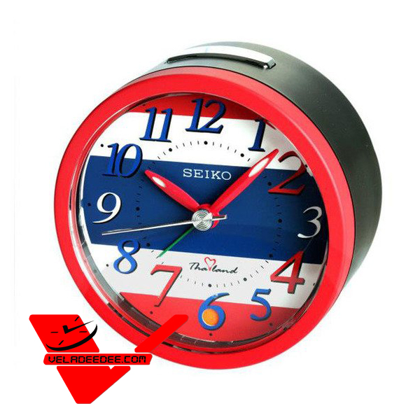 นาฬิกาปลุก SEIKO I Love Thailand เครื่องเดินเรียบ ไม่มีเสียงรบกวน รุ่น PAE096R สีแดง-ดำ 