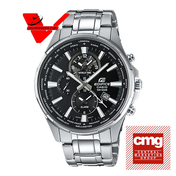 Casio Edifice นาฬิกาข้อมือสุภาพบุรุษ ตั้งปลุกได้ สายแสตนเลส รุ่น EFR-304D-1AV