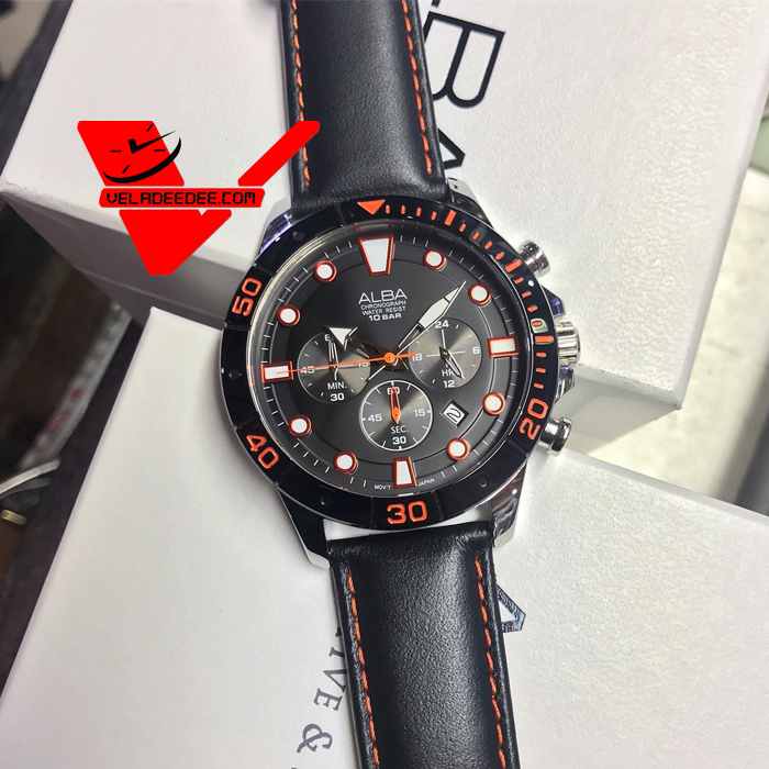 Alba Signa Chronograph Men's Watch  นาฬิกาข้อมือผู้ชาย  สายหนัง รุ่น AT3A15X