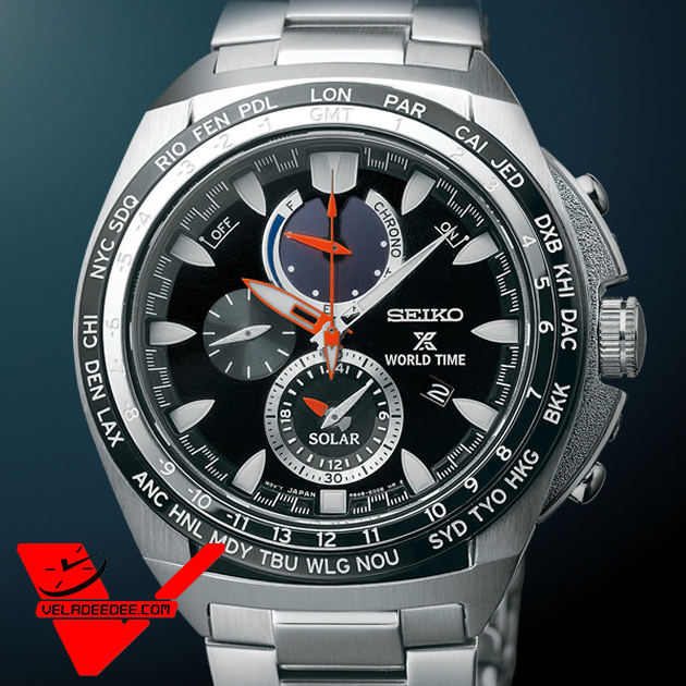  SEIKO Alarm Chronograph Solar กระจก Sapphire glass นาฬิกาข้อมือผู้ชาย สายสแตนเลส รุ่น SSC487P1