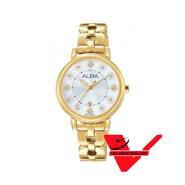 ALBA Crystal Swarovski นาฬิกาข้อมือหญิง สายสแตนเลส (Gold) รุ่น AH7L54X