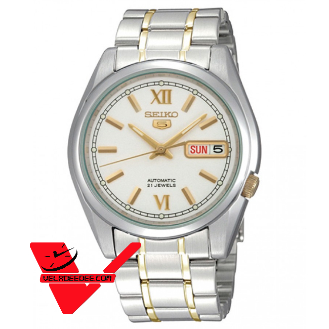  Seiko 5 Sport Automatic นาฬิกาข้อมือผู้ชาย สายสแตนเลส หน้าขาว รุ่น SNKL57K1
