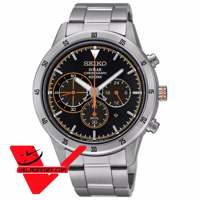 SEIKO Criteria Solar Chronograph นาฬิกาข้อมือผู้ชาย สายสแตนเลส กระจก Sapphire Crystal รุ่น SSC325P1