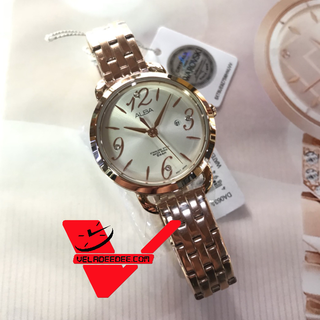 ALBA modern ladies ตัวเรือนและสายนาฬิกา สีพิงค์โกลด์ Pink Gold รุ่น รุ่น AH7N18X1