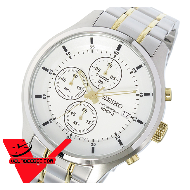 SEIKO Sport Chronograph  นาฬิกาข้อมือผู้ชาย สายสแตนเลสสีทองสลับเงิน รุ่น SKS541P1
