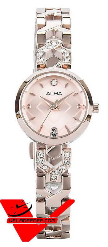 ALBA Crystal Swarovski ตัวเรือนและสายนาฬิกา สีพิงค์โกลด์ Pink Gold รุ่น รุ่น AH7M40X1