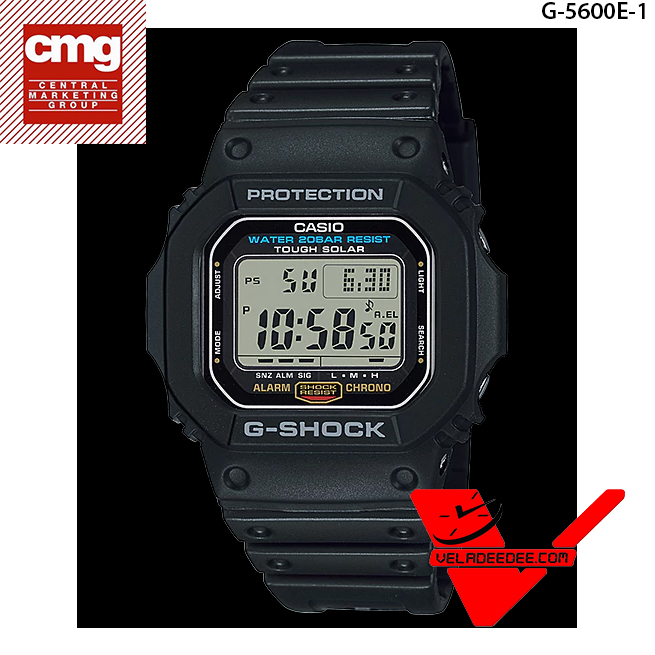 นาฬิการุ่นใช้พลังงานแสงอาทิตย์G-SHOCK รุ่น G-5600E-1 (ประกัน CMG ศูนย์เซ็นทรัล 1 ปี)
