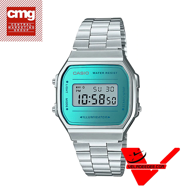 Casio นาฬิกาข้อมือ สายสแตนเลส รุ่น A168WEM-2DF