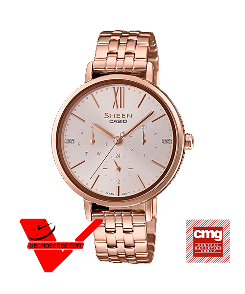 Casio Sheen (ประกัน CMG) นาฬิกาข้อมือสตรี เรือนสแตนเลส สายสแตนเลส รุ่น SHE-3064PG-4A