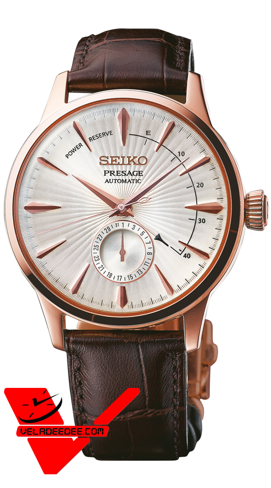 VELADEEDEE Seiko Presage Cocktail นาฬิกาข้อมือผู้ชาย สายหนังแท้ รุ่น SSA346J1 (PINK GOLD)