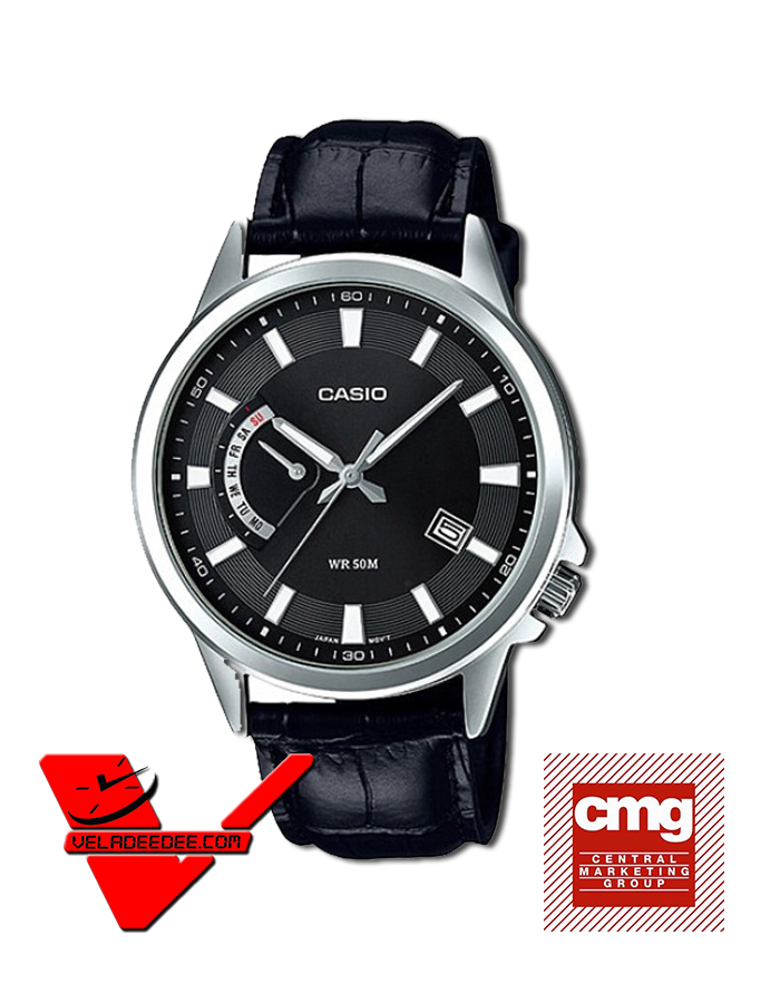 Casio Standard (ประกันCMG) นาฬิกาข้อมือชาย สายหนัง สีดำ รุ่น MTP-E136L-1AVDF