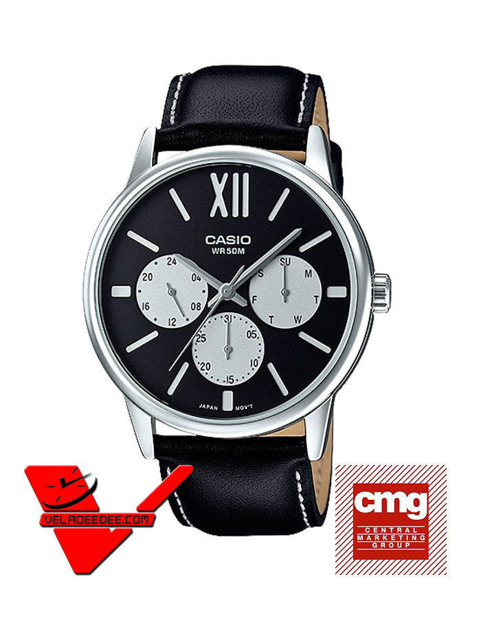 Casio Standard (ประกันCMG) นาฬิกาข้อมือชาย สายหนัง สีดำ รุ่น MTP-E312L-1BVDF
