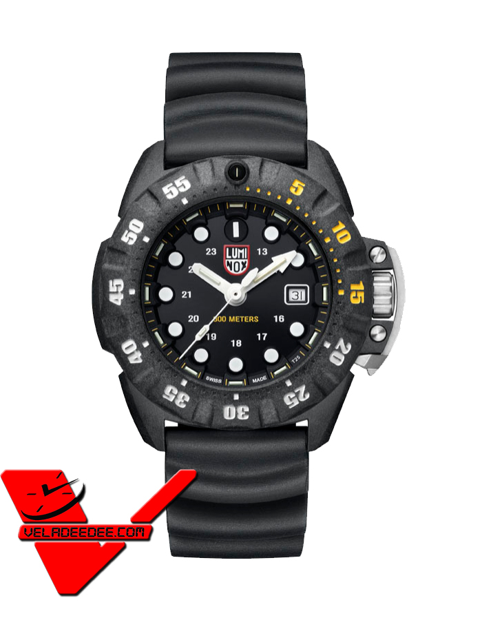 นาฬิกาผู้ชาย Luminox รุ่นใหม่ 2018 New Scott Cassell Deep Dive 1550 Series: XS.1555 หน้าดำ แถบเหลือง สายยาง