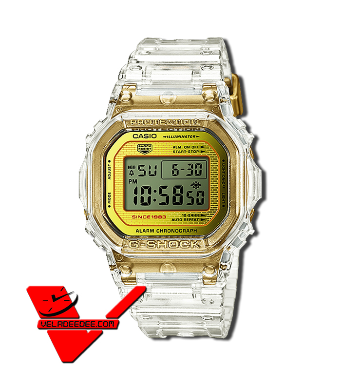 Casio G-Shock นาฬิกาข้อมือ สายเรซิ่น รุ่น DW-5035E-7 (ประกัน CMG) 35TH ANNIVERSAY GLACIER GOLD LIMITED EDITION - สีขาวใส