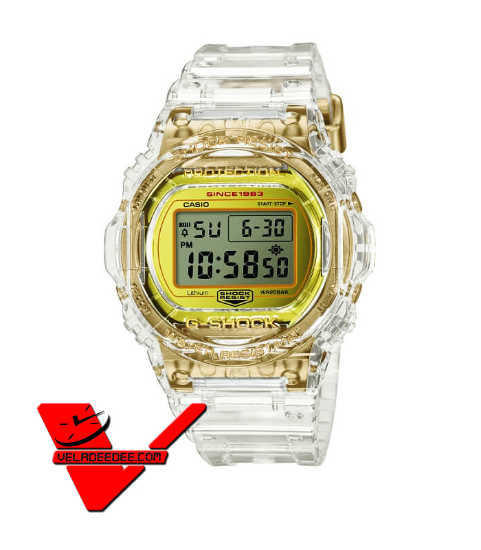 Casio G-Shock นาฬิกาข้อมือ สายเรซิ่น รุ่น DW-5735E-7 (ประกัน CMG) 35TH ANNIVERSAY GLACIER GOLD LIMITED EDITION - สีขาวใส