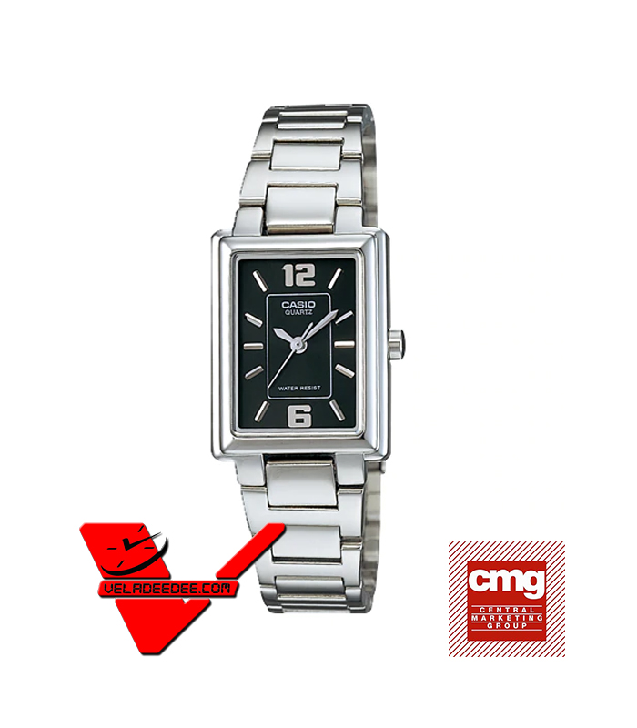 Casio Standard (ประกันCMG) นาฬิกาข้อมือหญิง สายสเตนเลส หน้าปัดสีดำ รุ่น LTP-1238D-1ADF