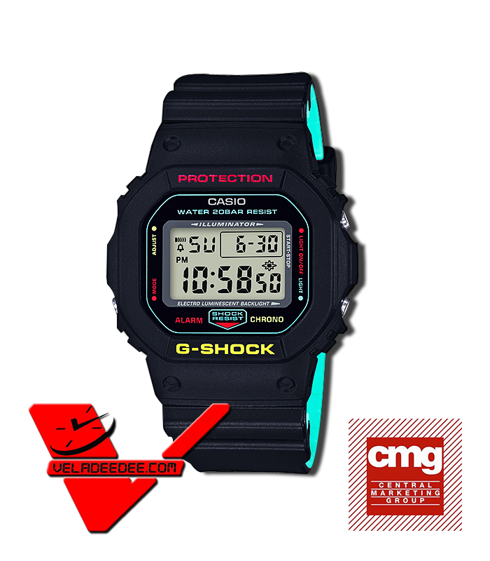 Casio G-Shock (ประกัน CMG)  นาฬิกาข้อมือผู้ชาย สายเรซิ่น รุ่น DW-5600CMB-1DR  สีดำ ฟ้า