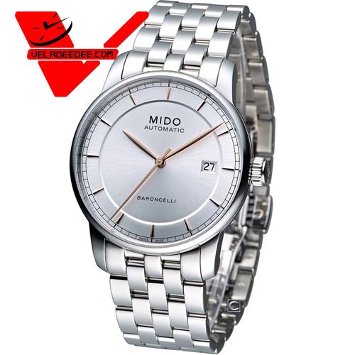 MIDO Baroncelli ประกันศูนย์ไทยศรีทองพาณิชย์ 2 ปี  Automatic Silver Dial Watch รุ่น M8600.4.10.1